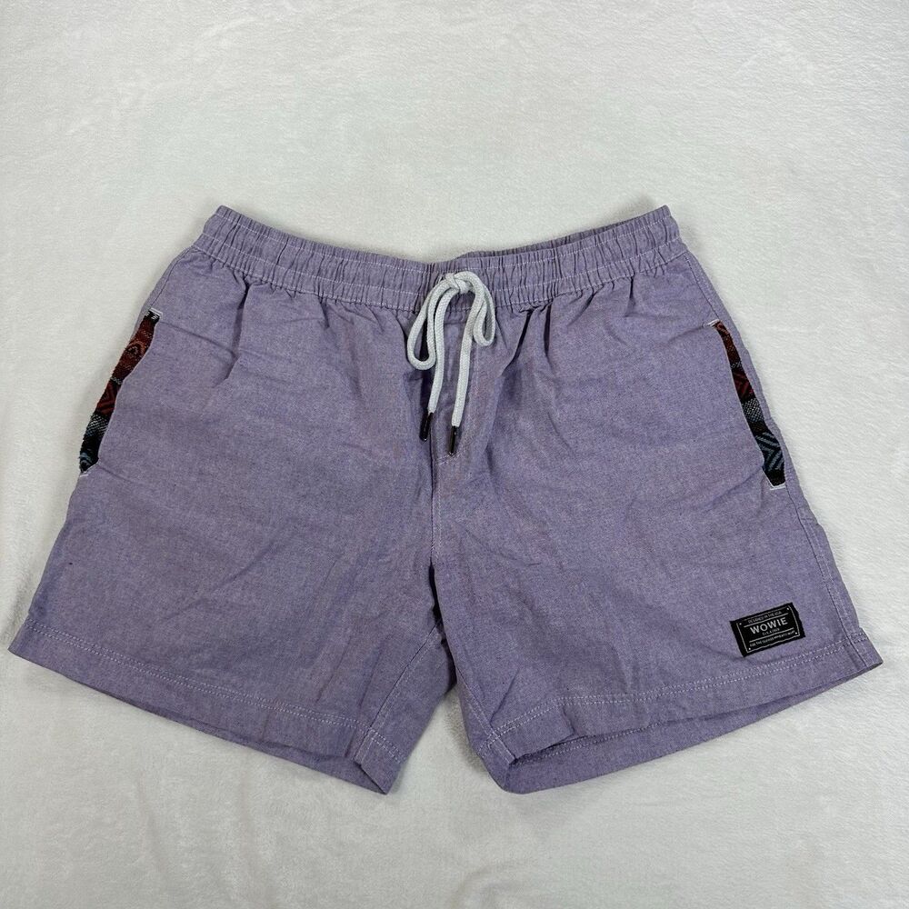 WOWIE Purple Swim Trunks Men’s Large Board Shorts Drawstring Lined Beach Shorts